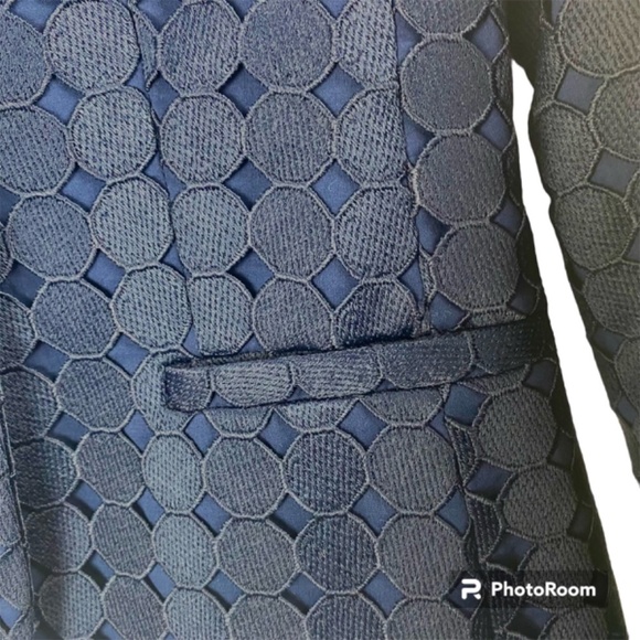BANANA REPUBLIC Blazer Eyelet Lace Navy Blue- Size 0 - Picture 4 of 8